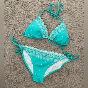 Xhilaration Teal Crochet Bikini - Size Medium